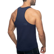Addicted U-Neck Cotton Tank Top Navy AD997