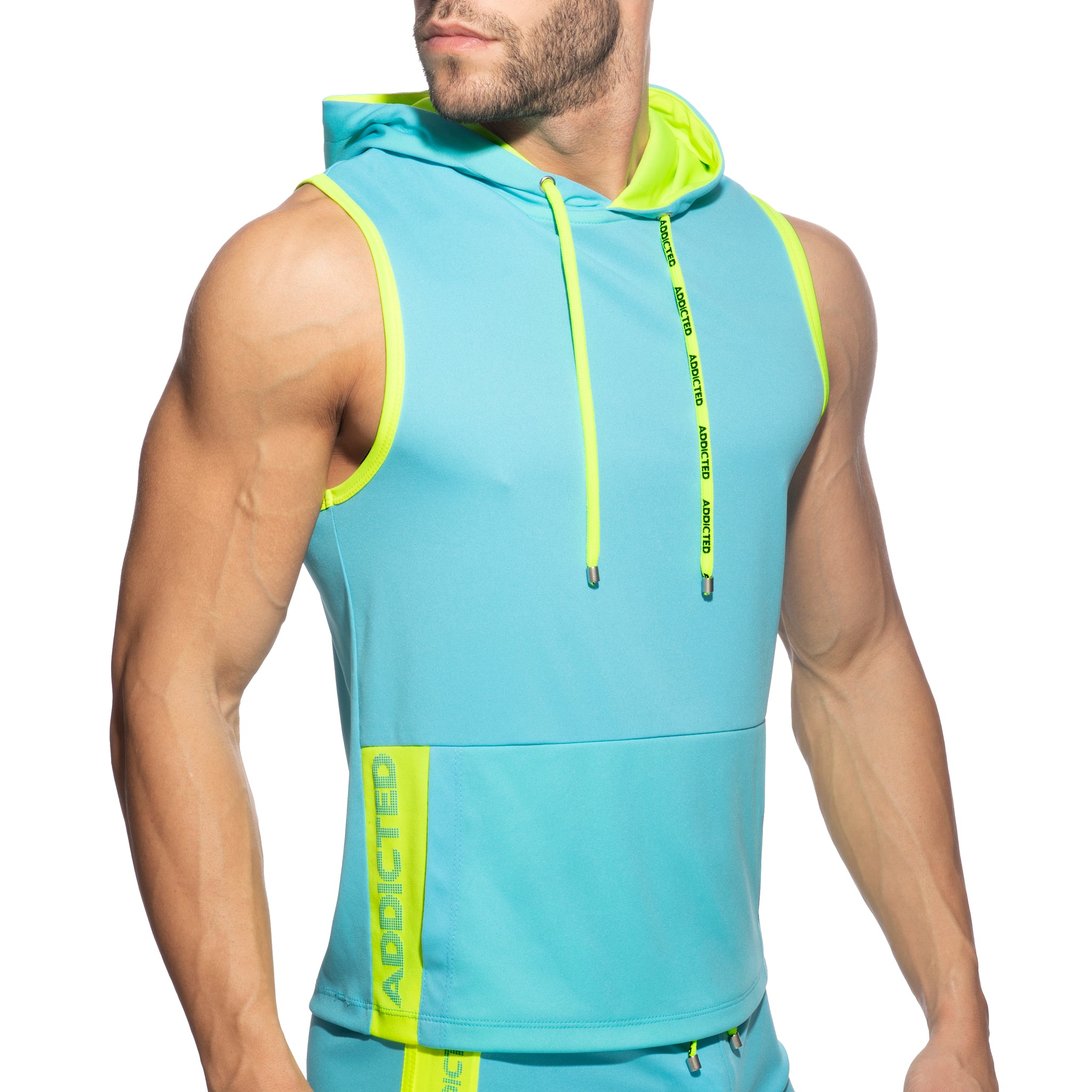 Addicted Sleeveless AD Hoody Turquoise AD1063