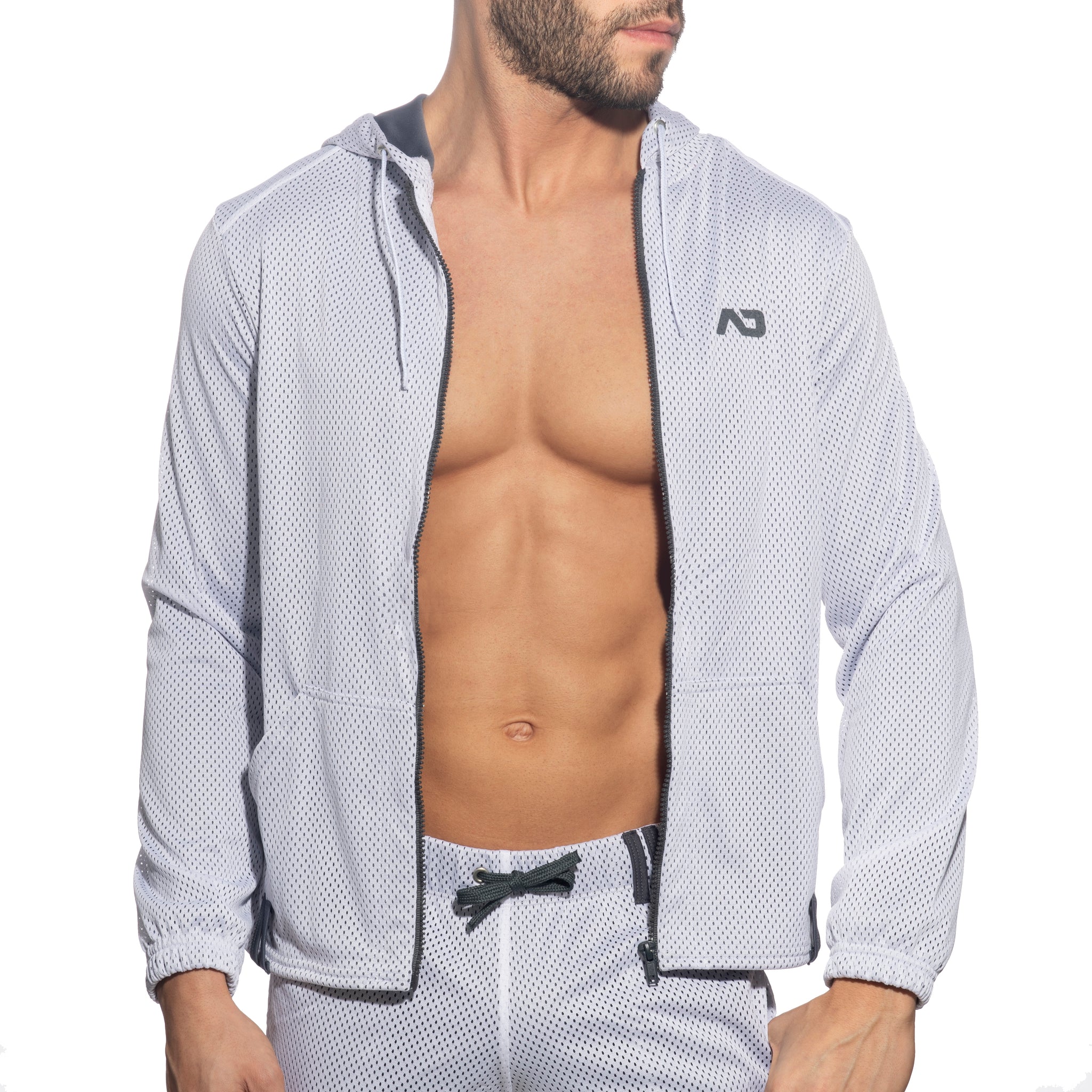 Addicted Long Sleeves Loop-Mesh Hoody White AD1214
