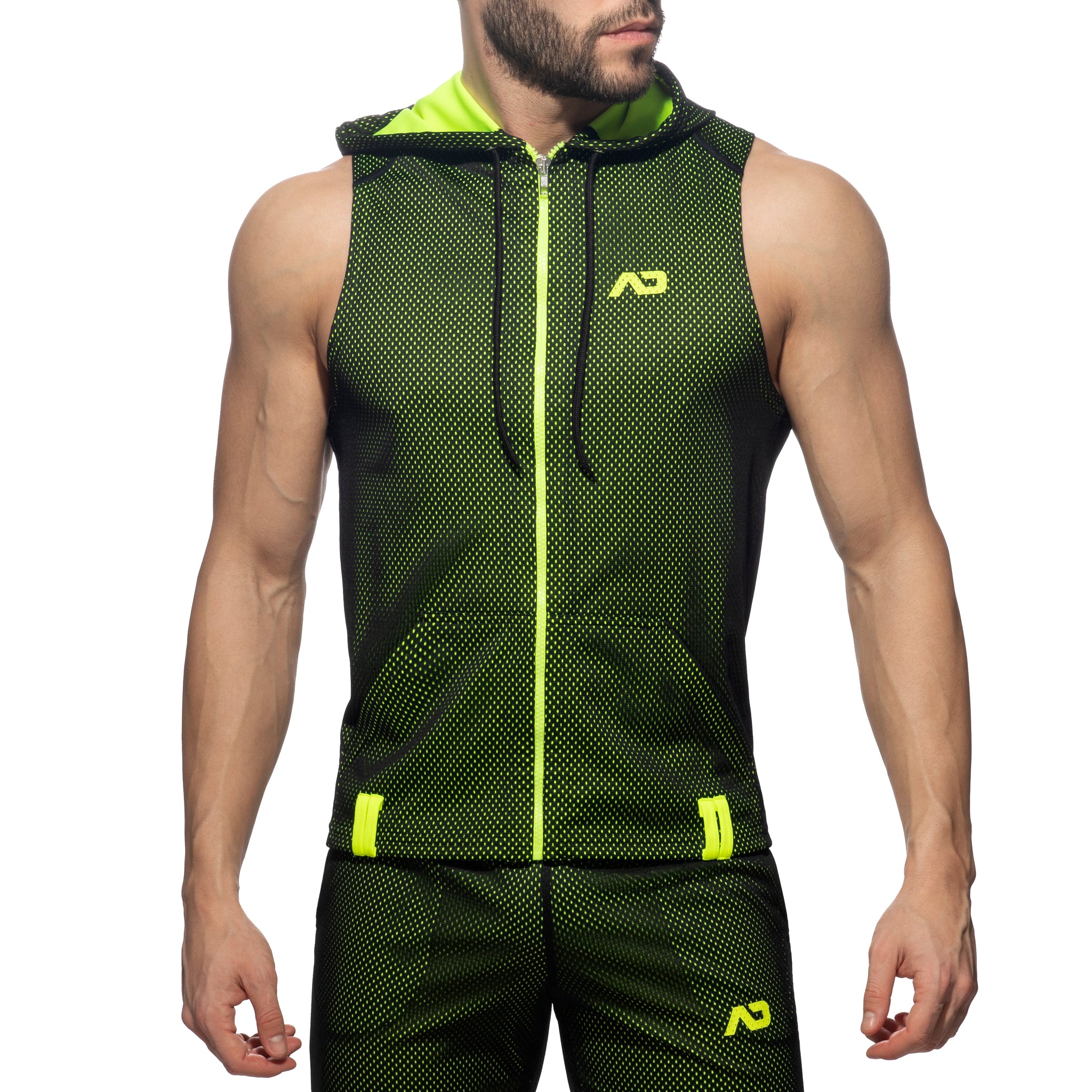 Addicted Sleeveless Loop-Mesh Hoody Black AD355