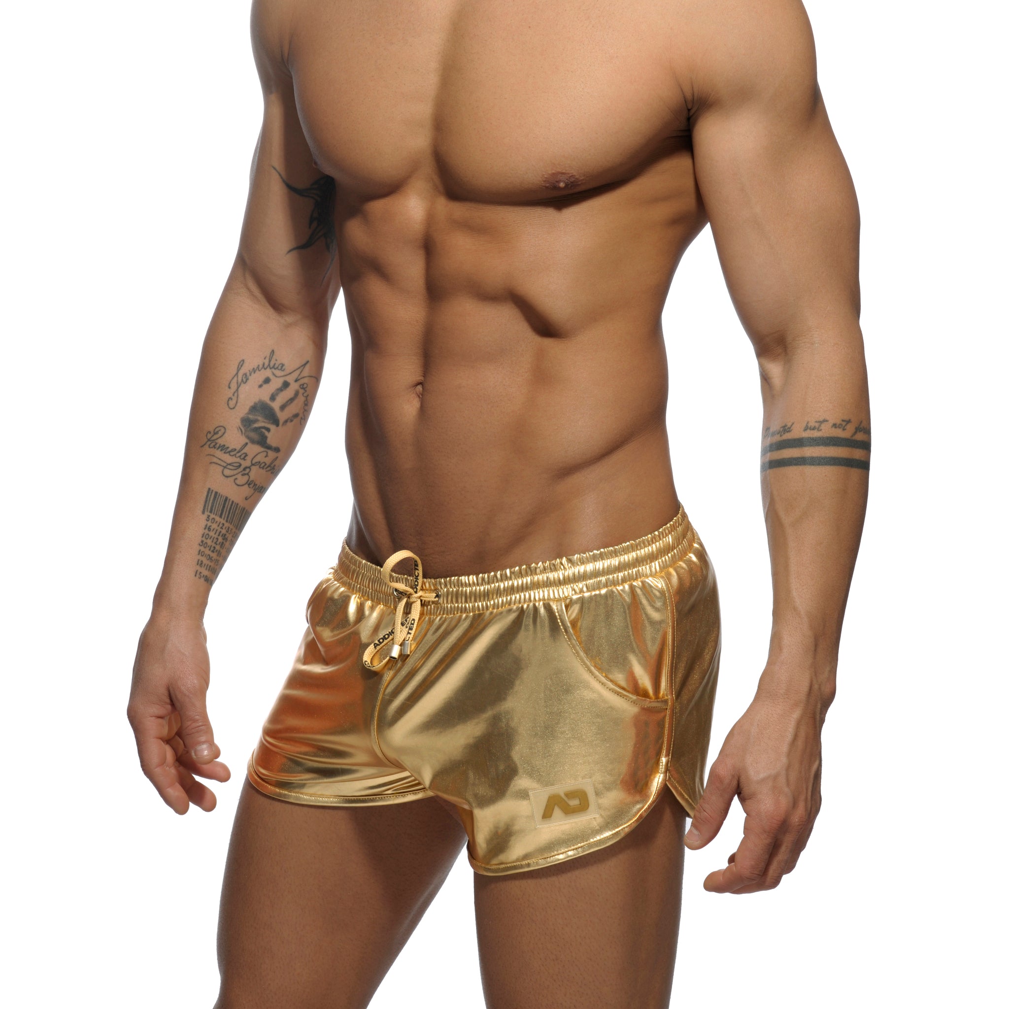 Gold metallic shops shorts