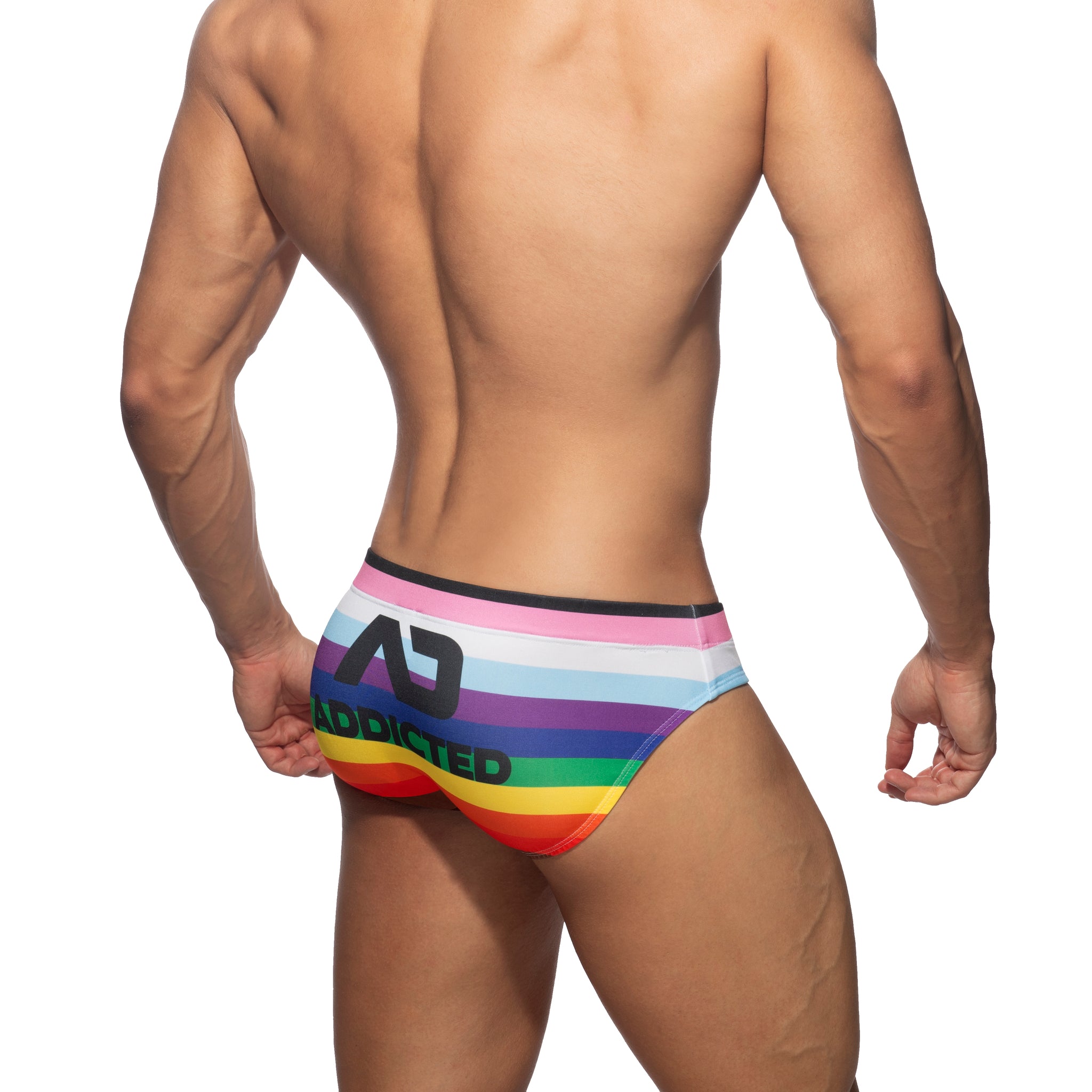Addicted Inclusive Rainbow Swim Brief White ADS323