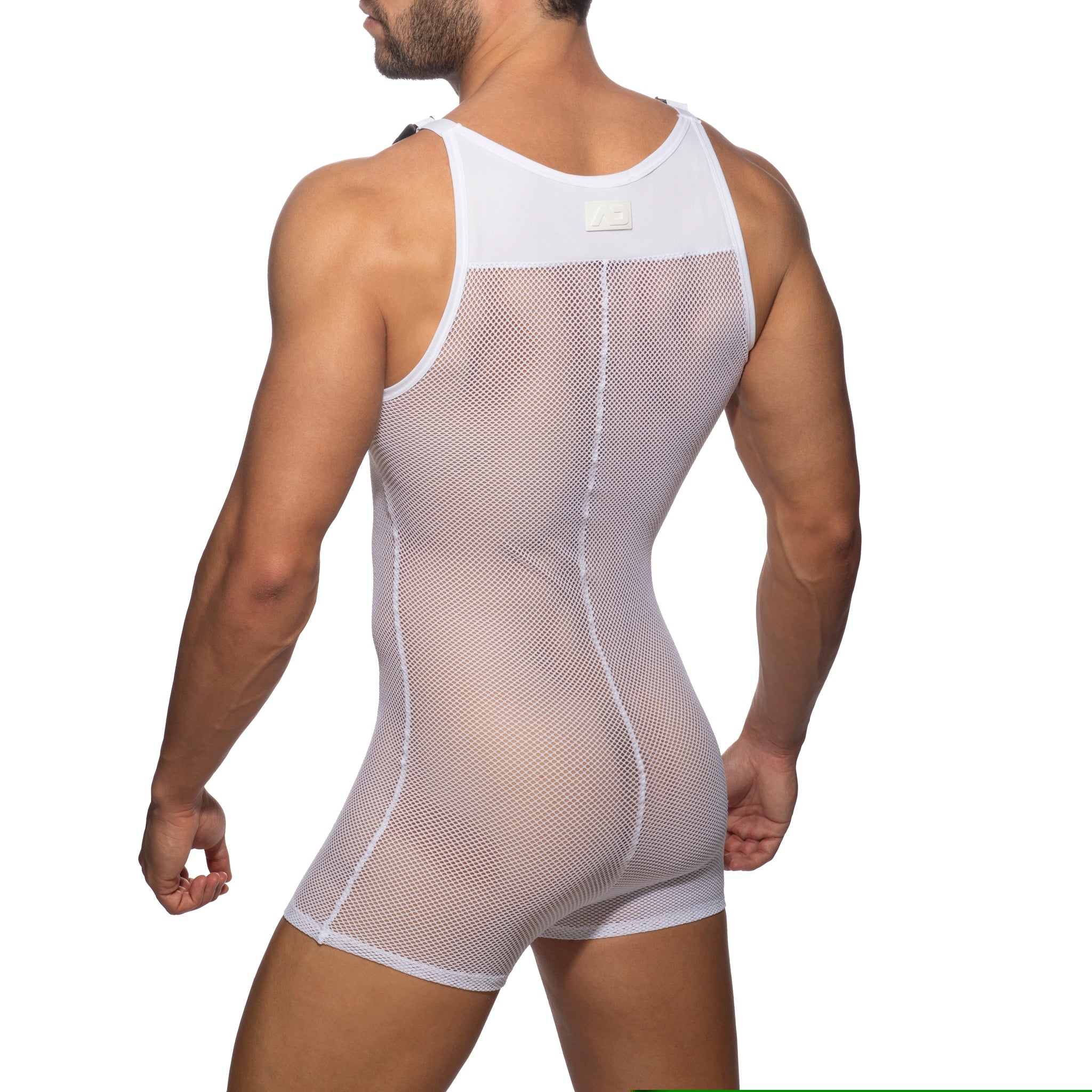 Addicted Mesh Wrestling Suit White AD945