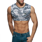 Addicted Sleeveless Camo Crop Top Grey Camouflage AD869