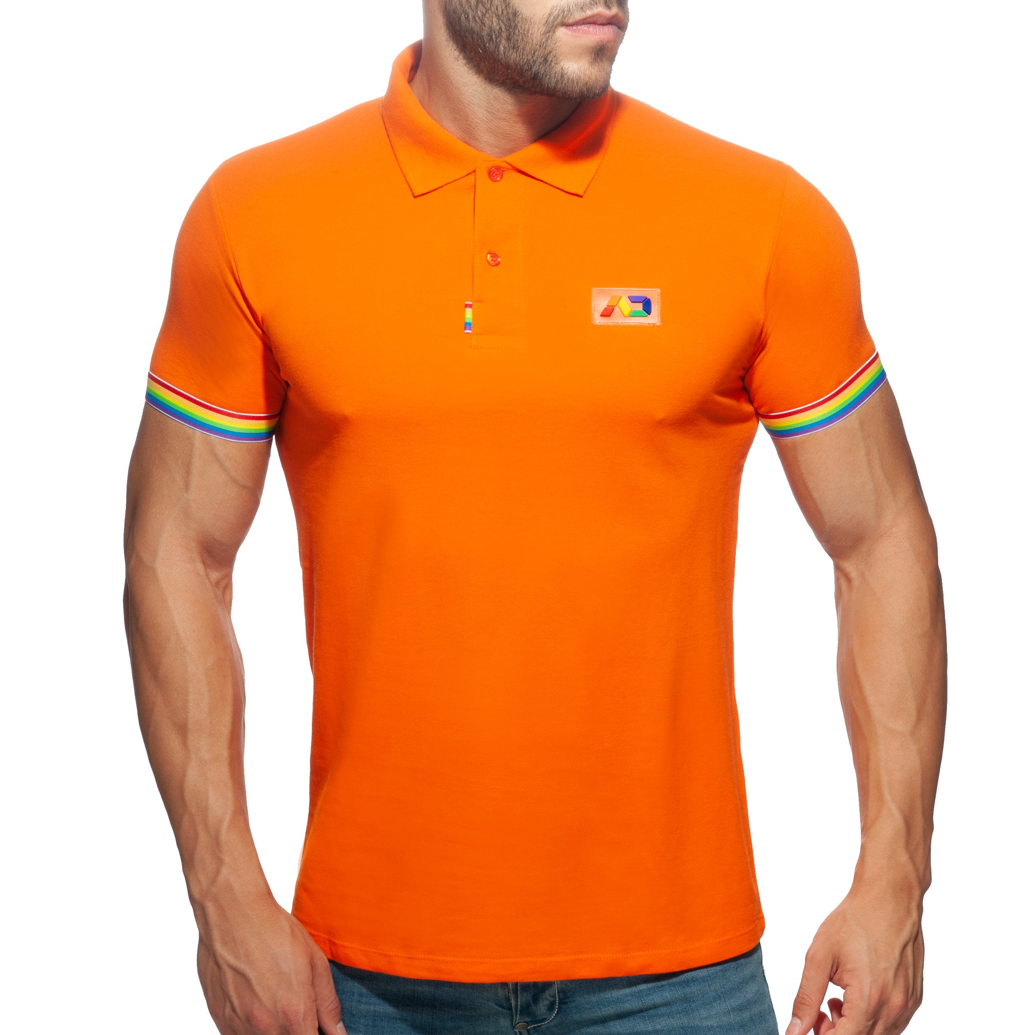 Addicted Rainbow Polo Shirt Orange AD960