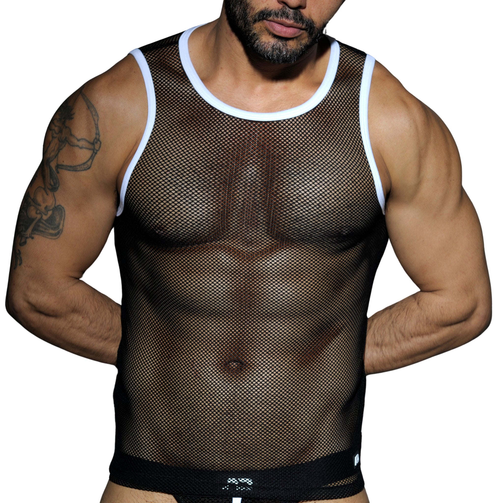 AD Fetish Mesh Tank Top White ADF01