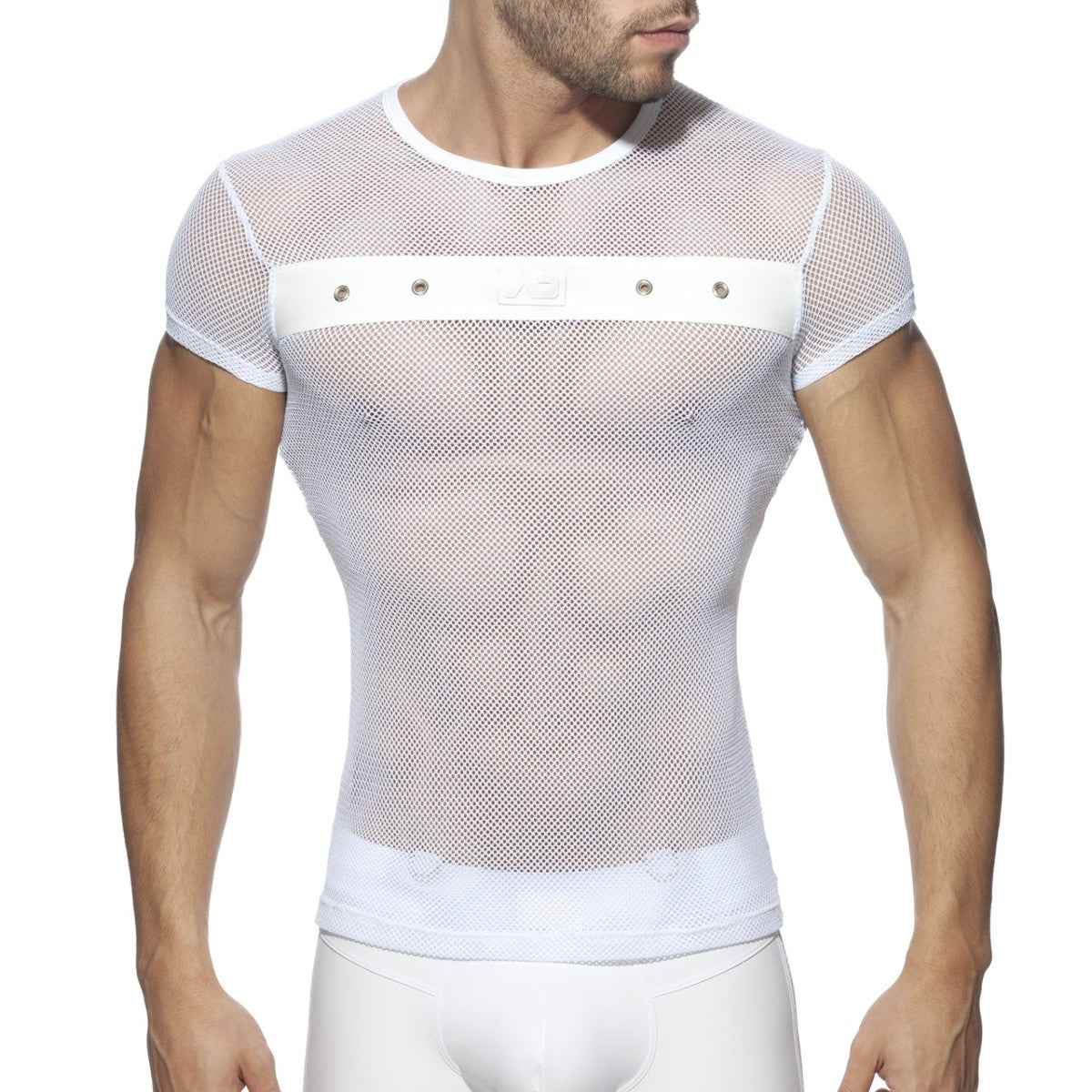 AD Fetish Mesh Mixed T-Shirt White ADF123