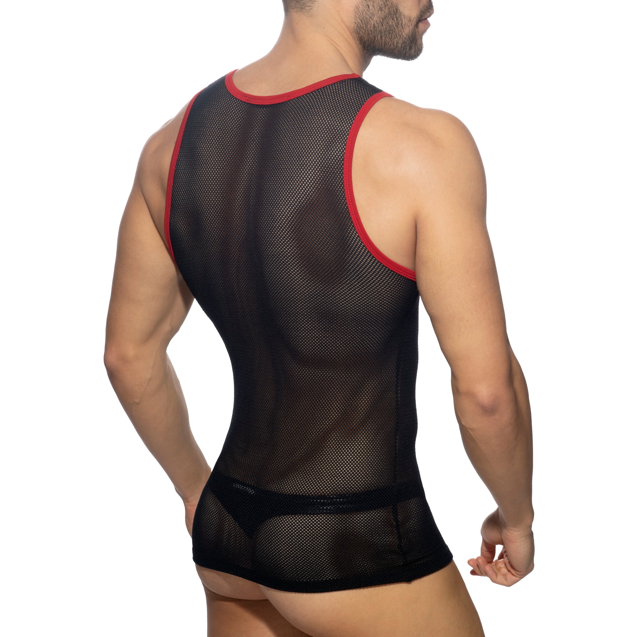 AD Fetish Crossed Mesh Tank Top Red ADF161