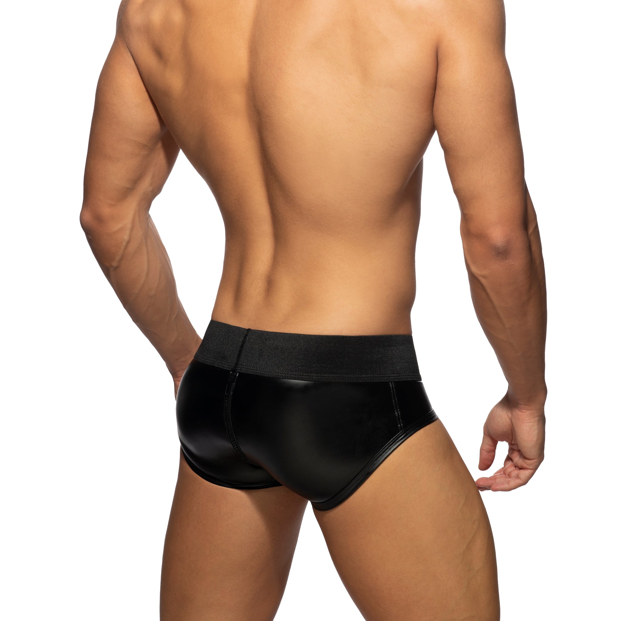 AD Fetish Front & Back Zip Rub Brief Black ADF136