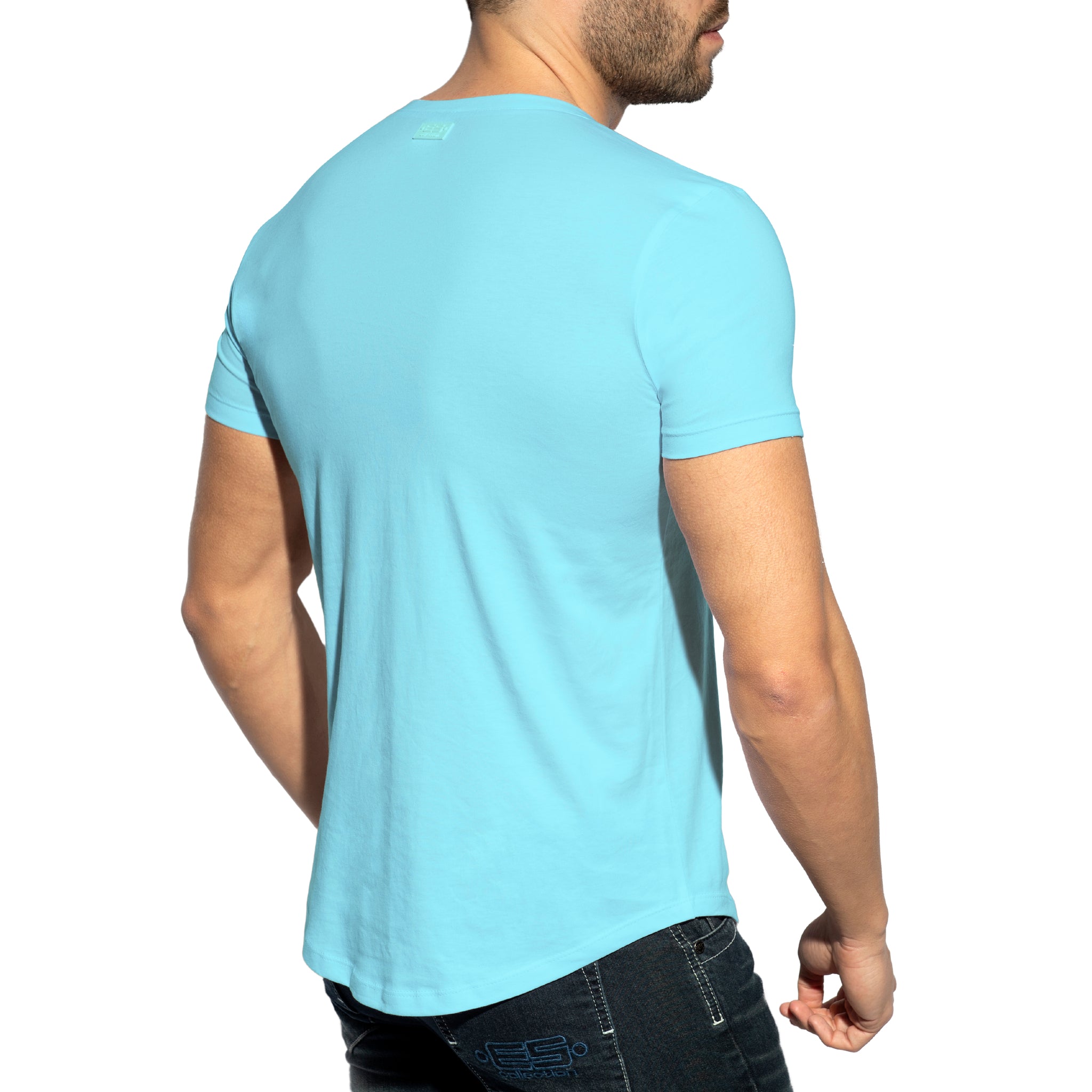 ES Collection Deep V-Neck T-Shirt Sky Blue TS333