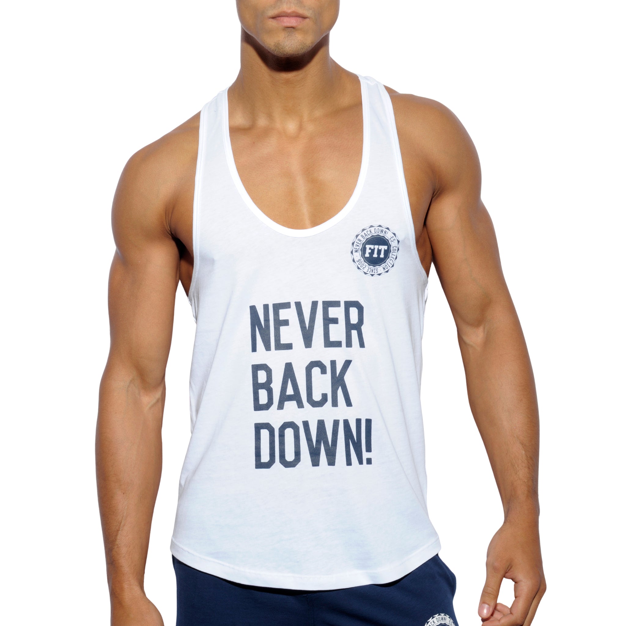 ES Collection Never Back Down Tank Top White TS169