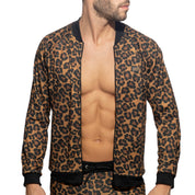 Addicted Leopard Bomber Jacket Brown AD1132