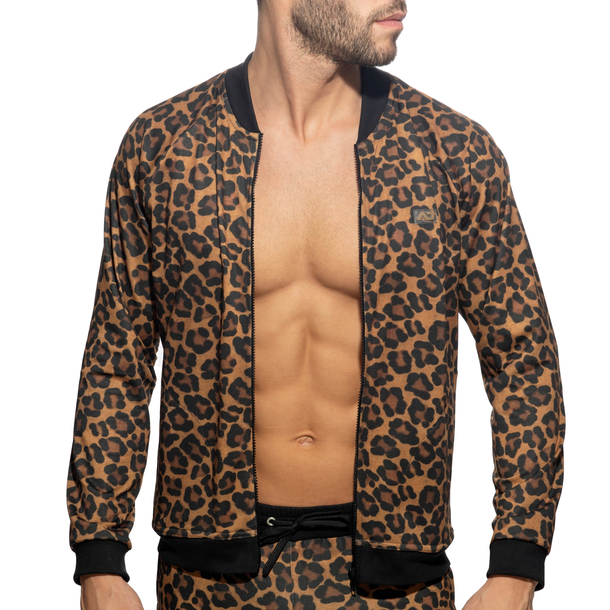 Addicted Leopard Bomber Jacket Brown AD1132