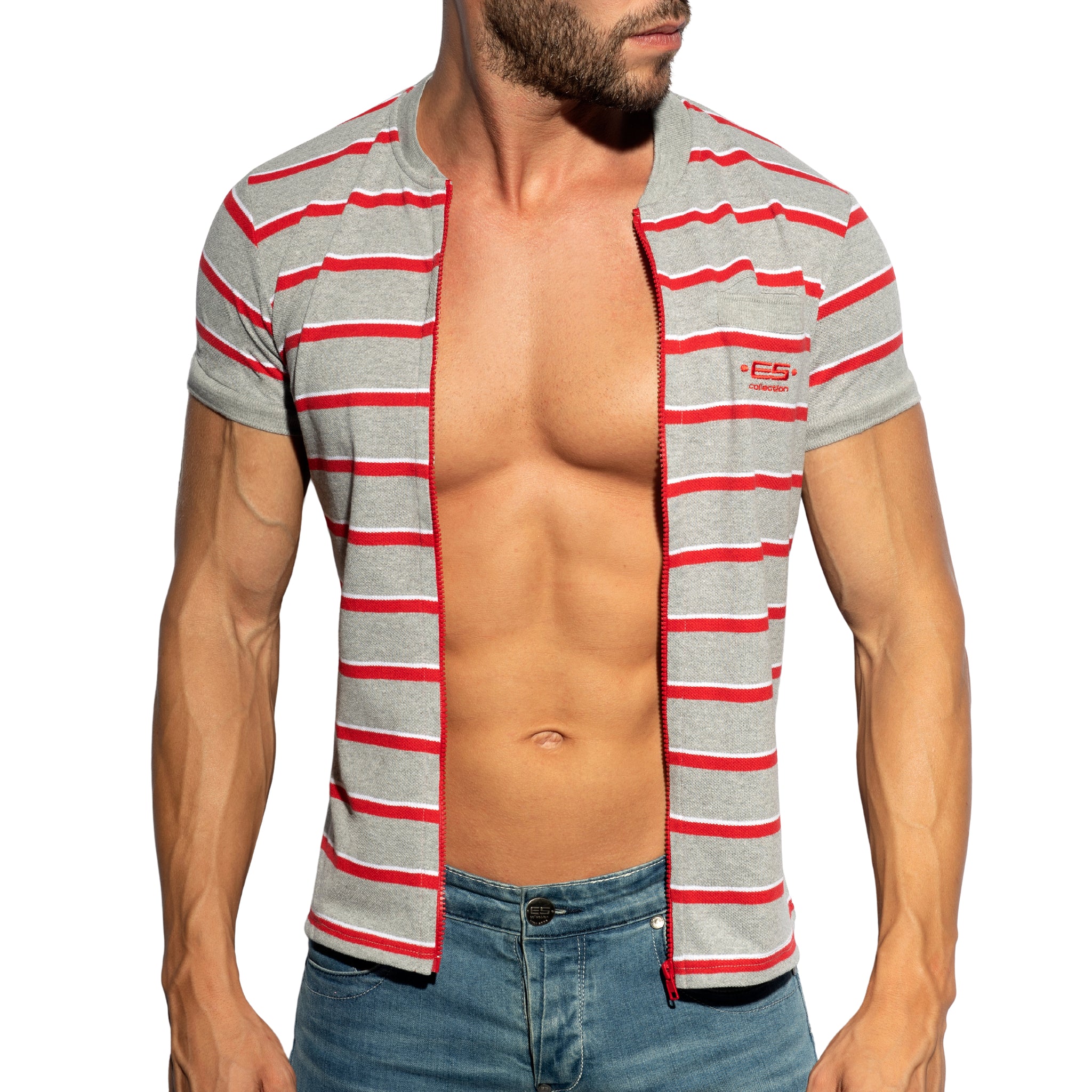 ES Collection Stripes Polo Shirt Heather Grey POLO34