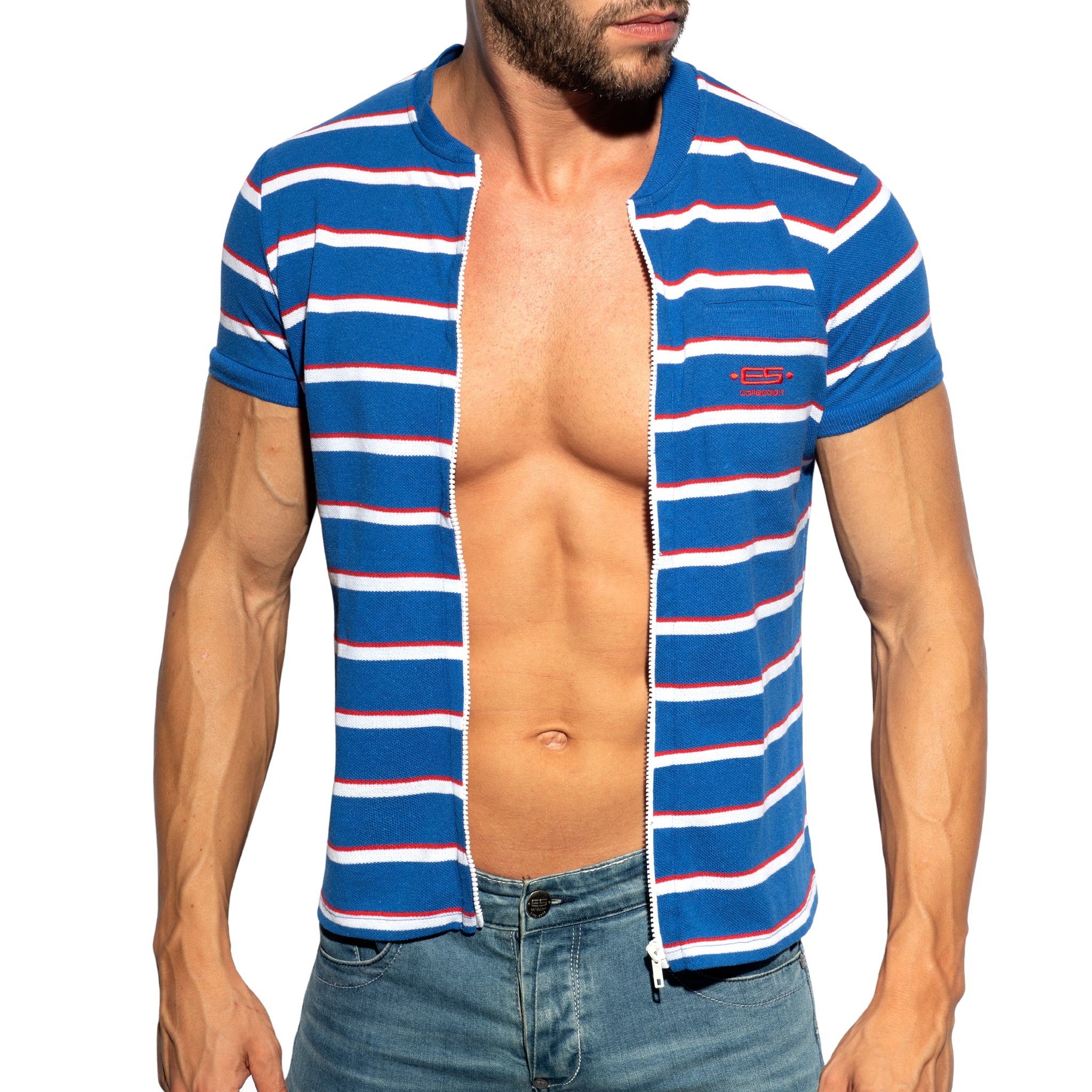 ES Collection Stripes Polo Shirt Royal Blue POLO34