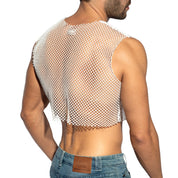 ES Collection Beachy Net Midriff Crop Top White TS338