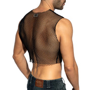 ES Collection Beachy Net Midriff Crop Top Black TS338