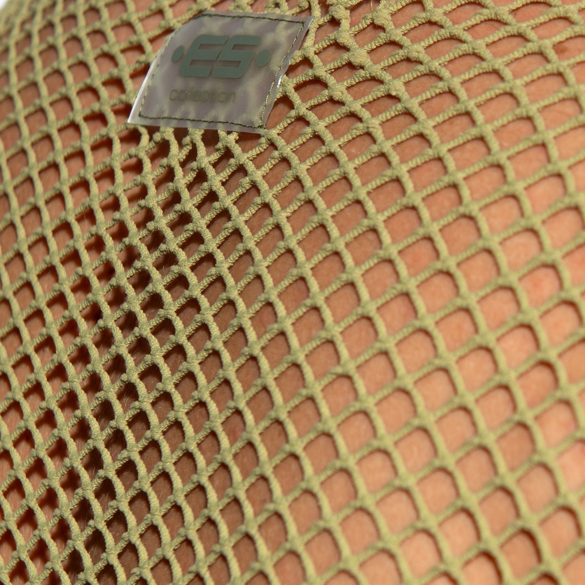 ES Collection Beachy Net Midriff Crop Top Khaki TS338