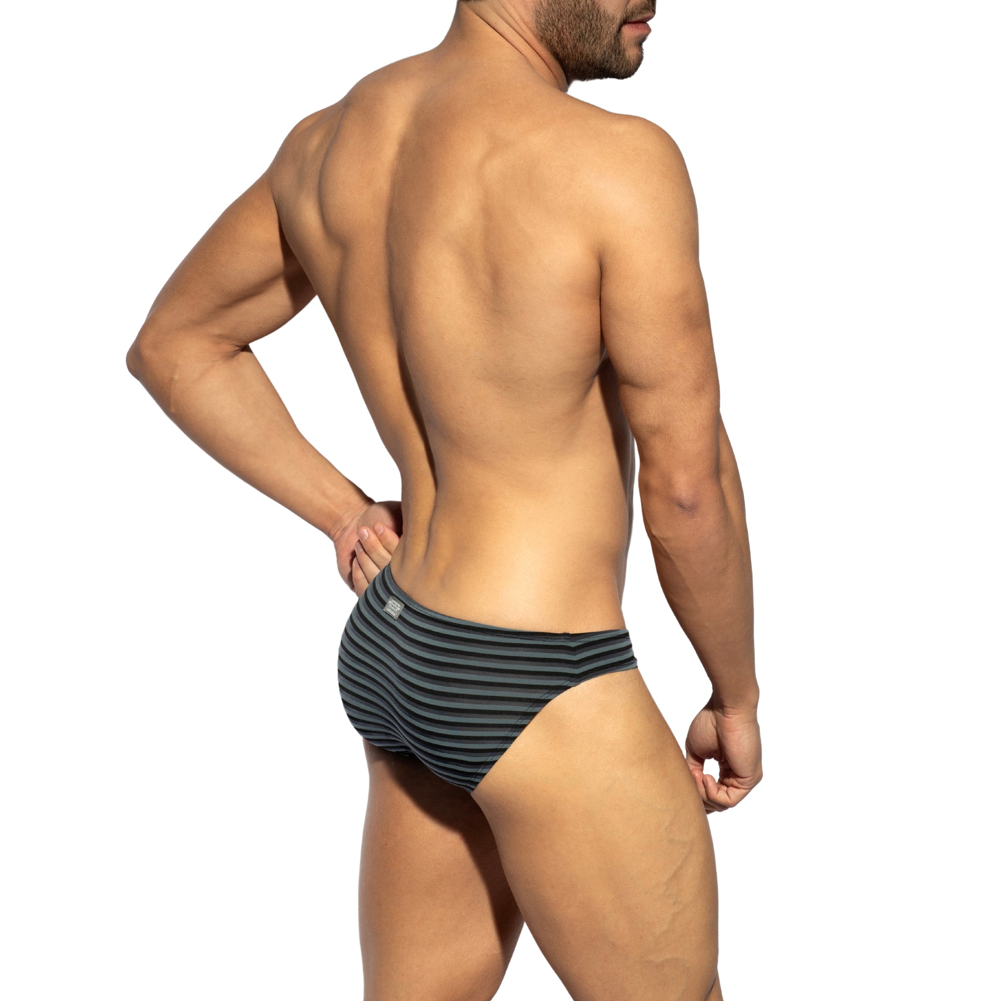 ES Collection Grey Stripes Bikini Brief Black UN613