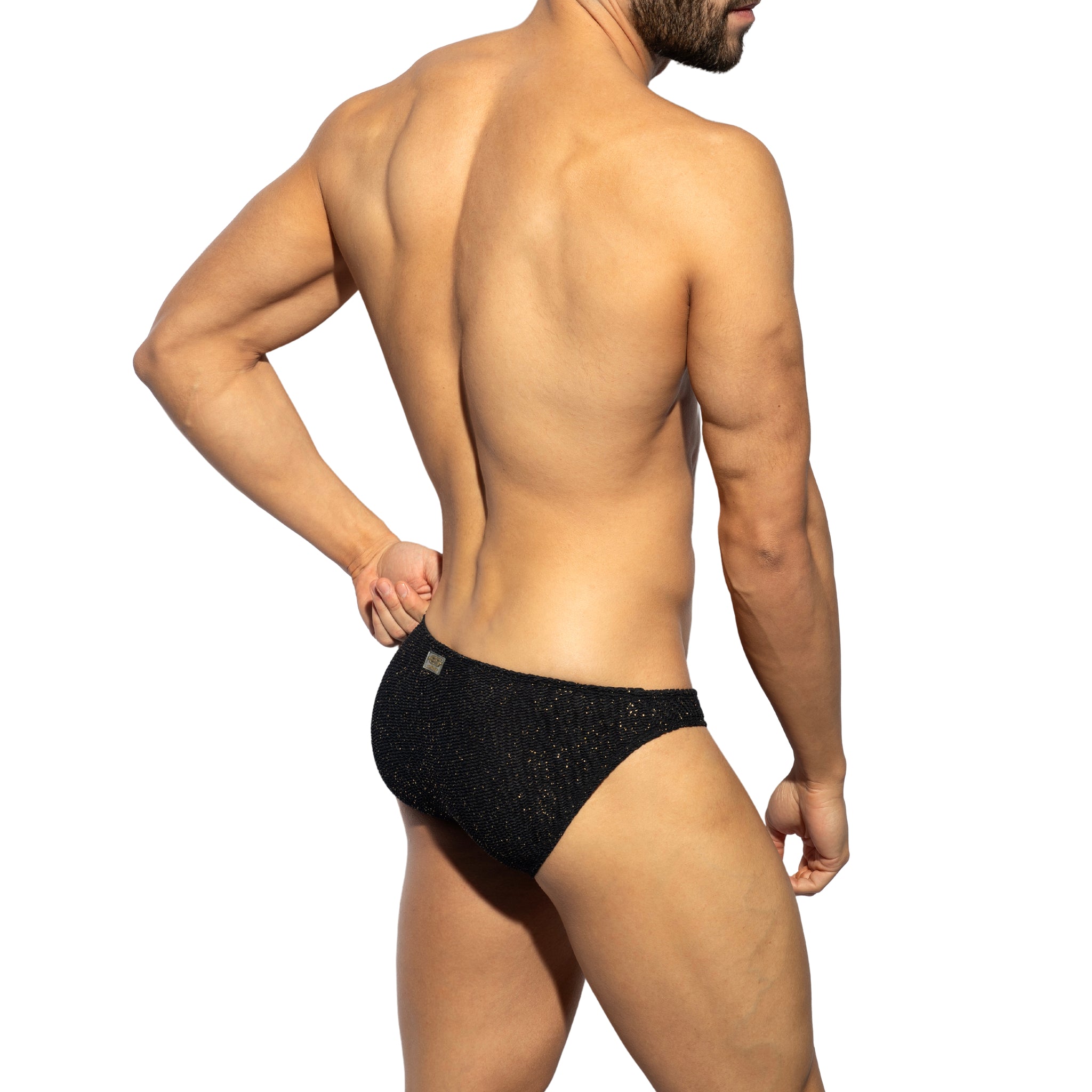 ES Collection Gold Glitter Bikini Brief Black UN617