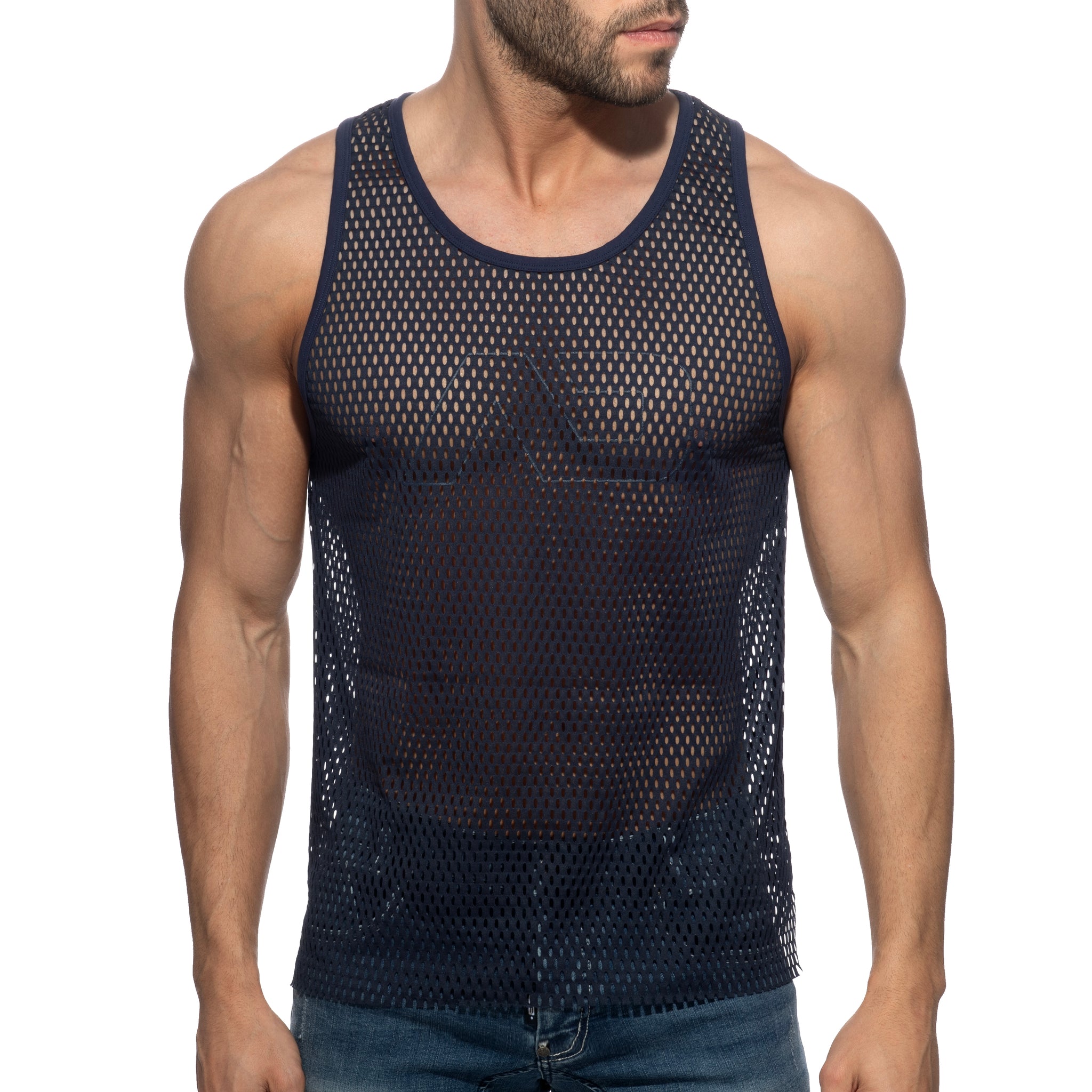Addicted Open Mesh AD Tank Top Navy AD2248