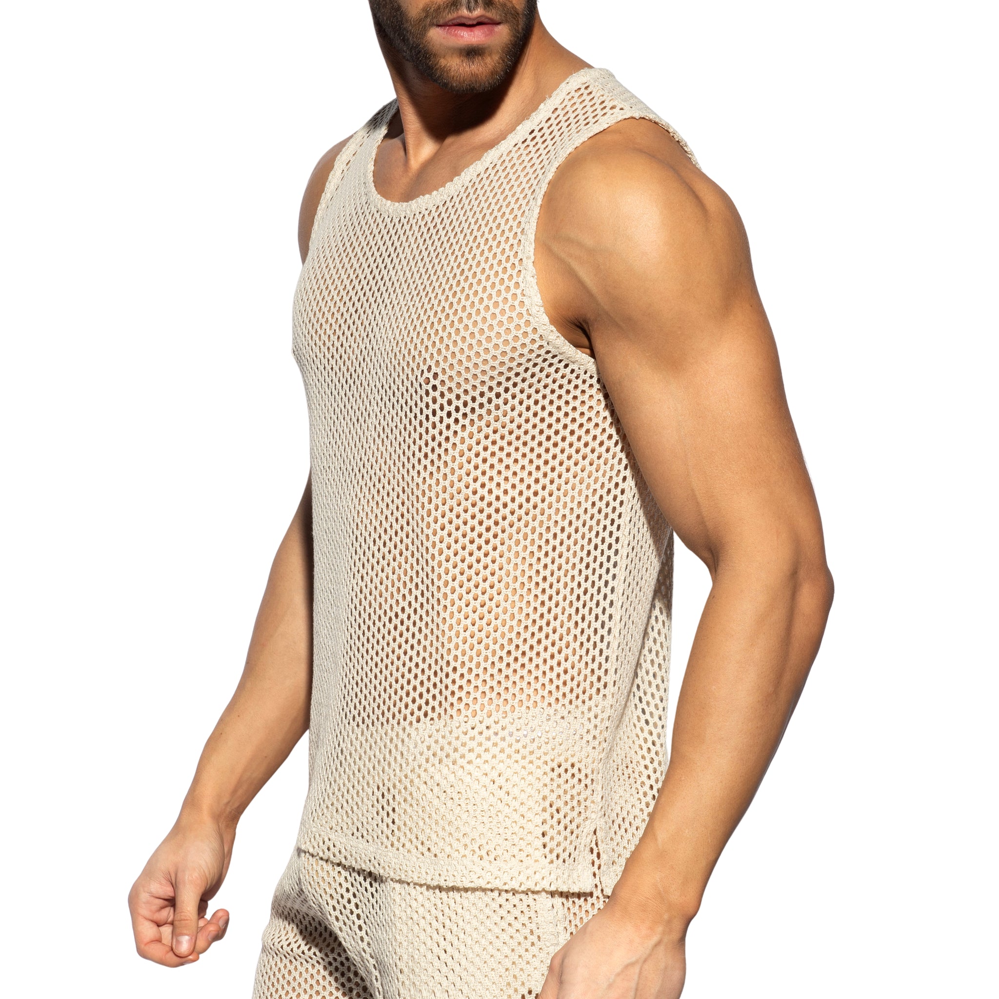 ES Collection Raw Crochet Tank Top Beige TS352