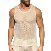 ES Collection Raw Crochet Tank Top Beige TS352