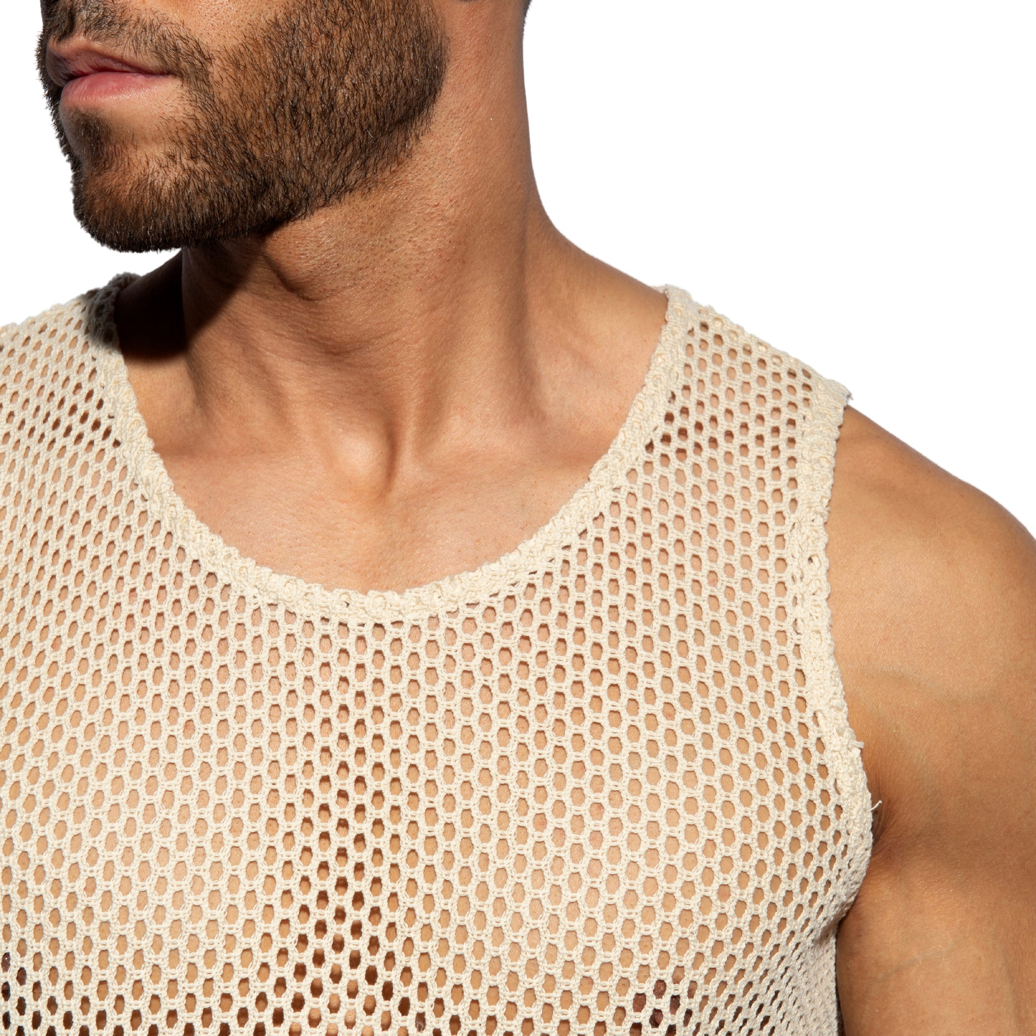 ES Collection Raw Crochet Tank Top Beige TS352