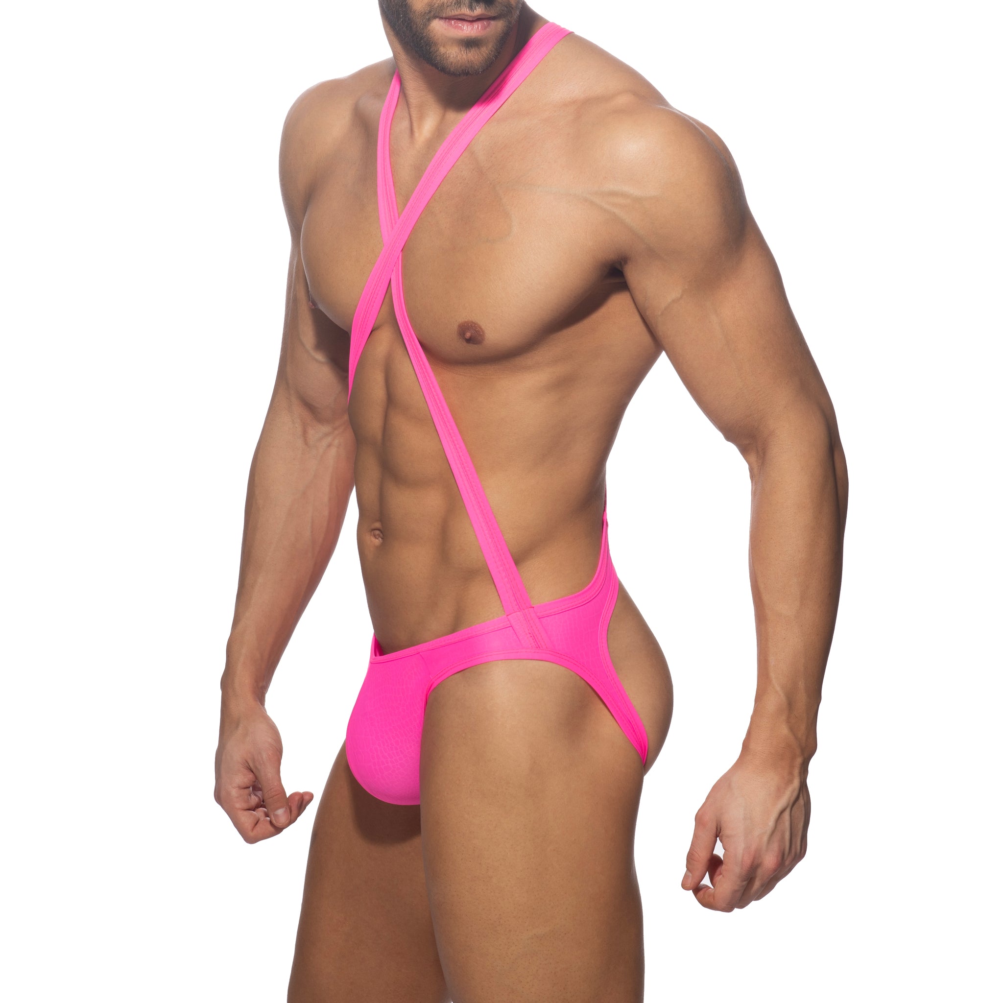 Addicted Reptile Cris Cross Bodysuit Neon Pink ADP10