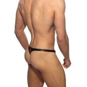 AD Fetish Round Buckle Rub Thong Black ADF209