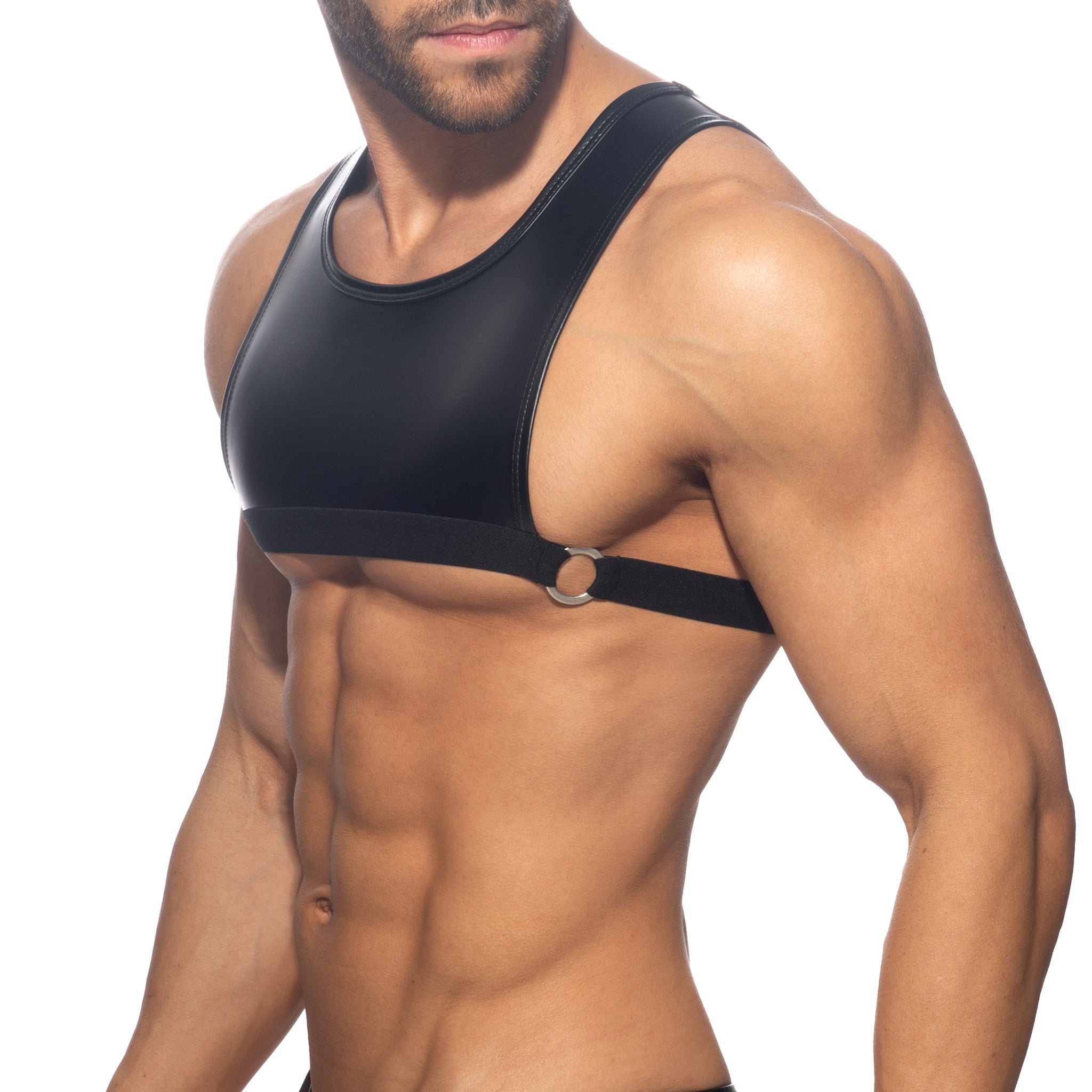 AD Fetish Round Buckle Top Black ADF219