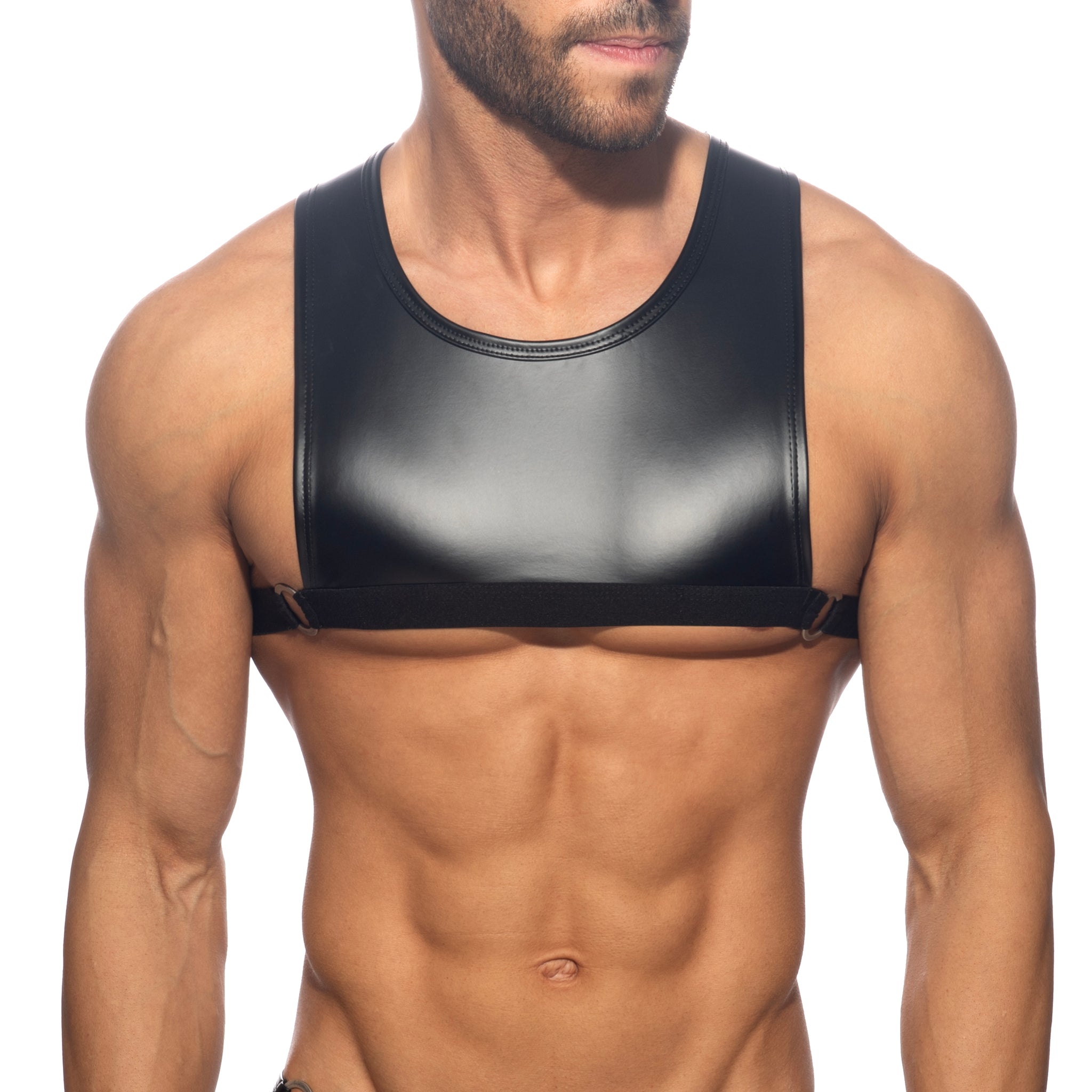 AD Fetish Round Buckle Top Black ADF219