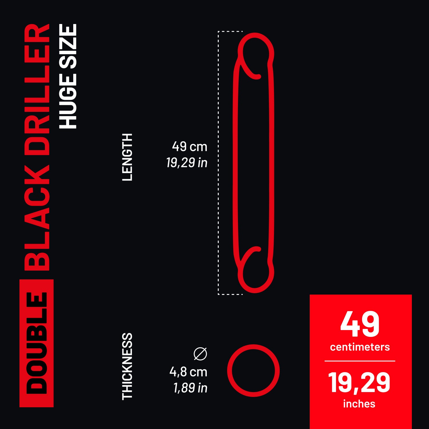AD Fetish Double Black Driller-Huge Black AC218