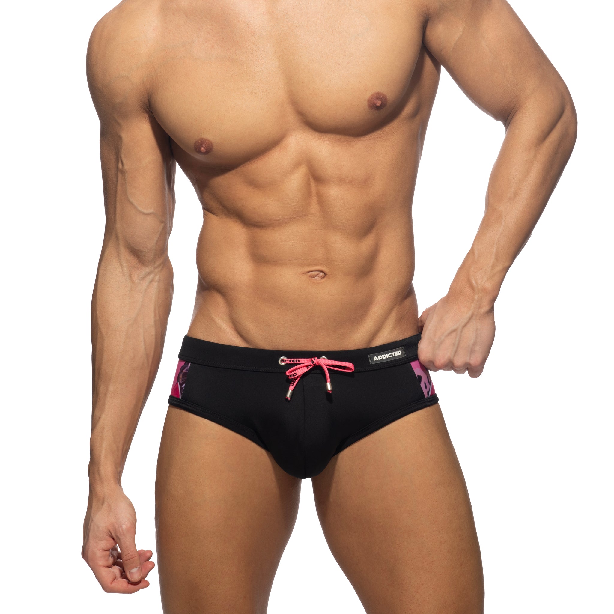 Addicted Hydrangea Swim Brief Black ADS364