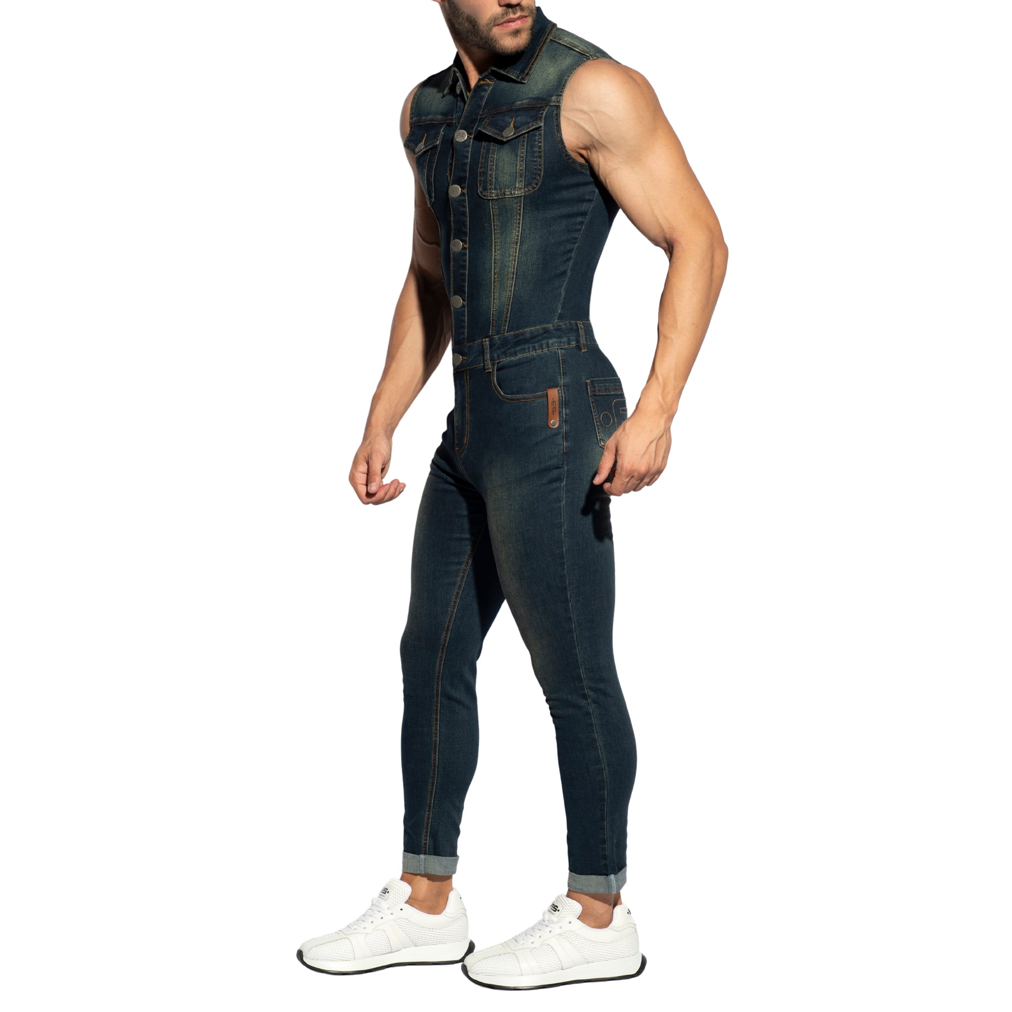 ES Collection Urban Denim Jumpsuit Pants Dark Jeans ESJ066
