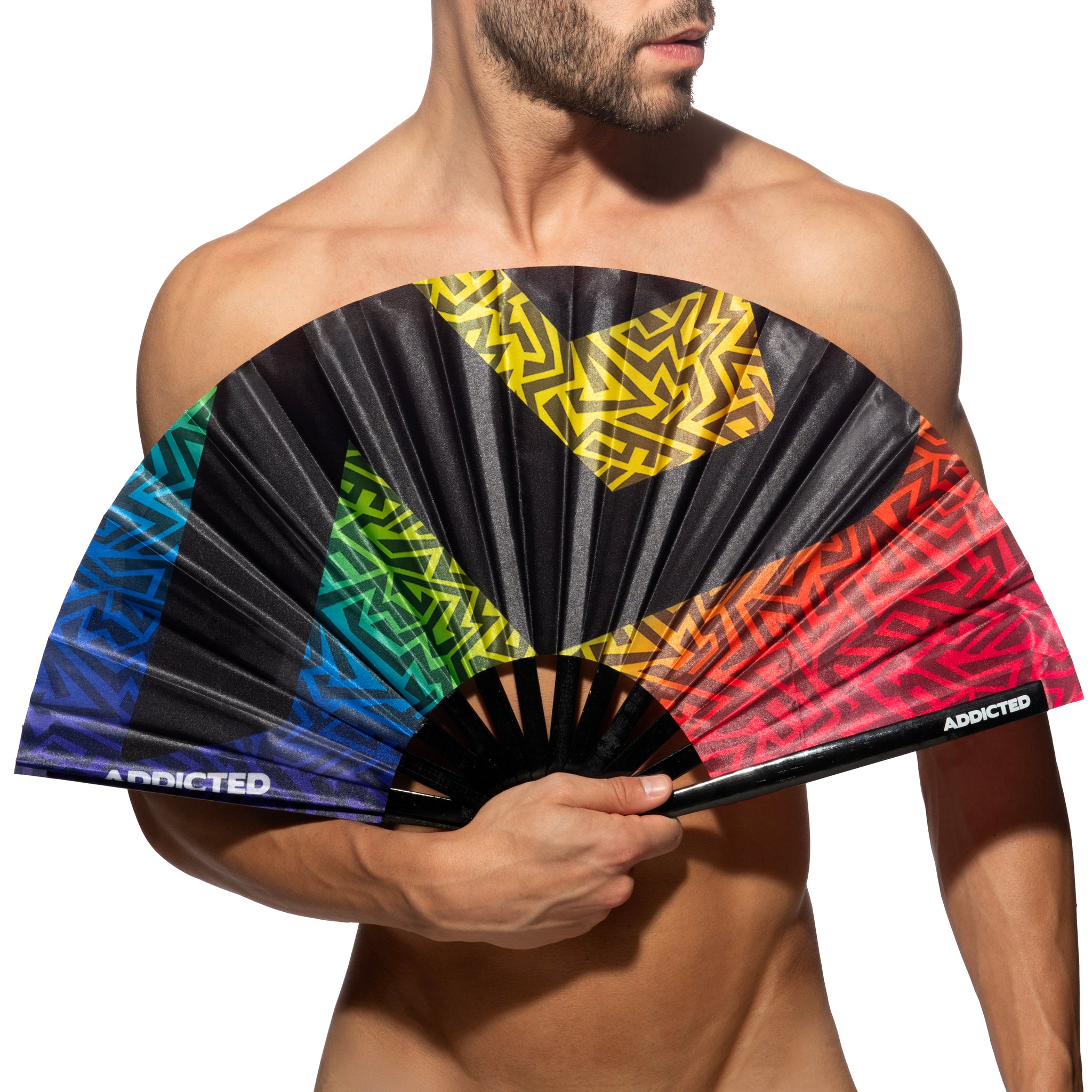 Addicted AD Large Hand Fan Black AC234
