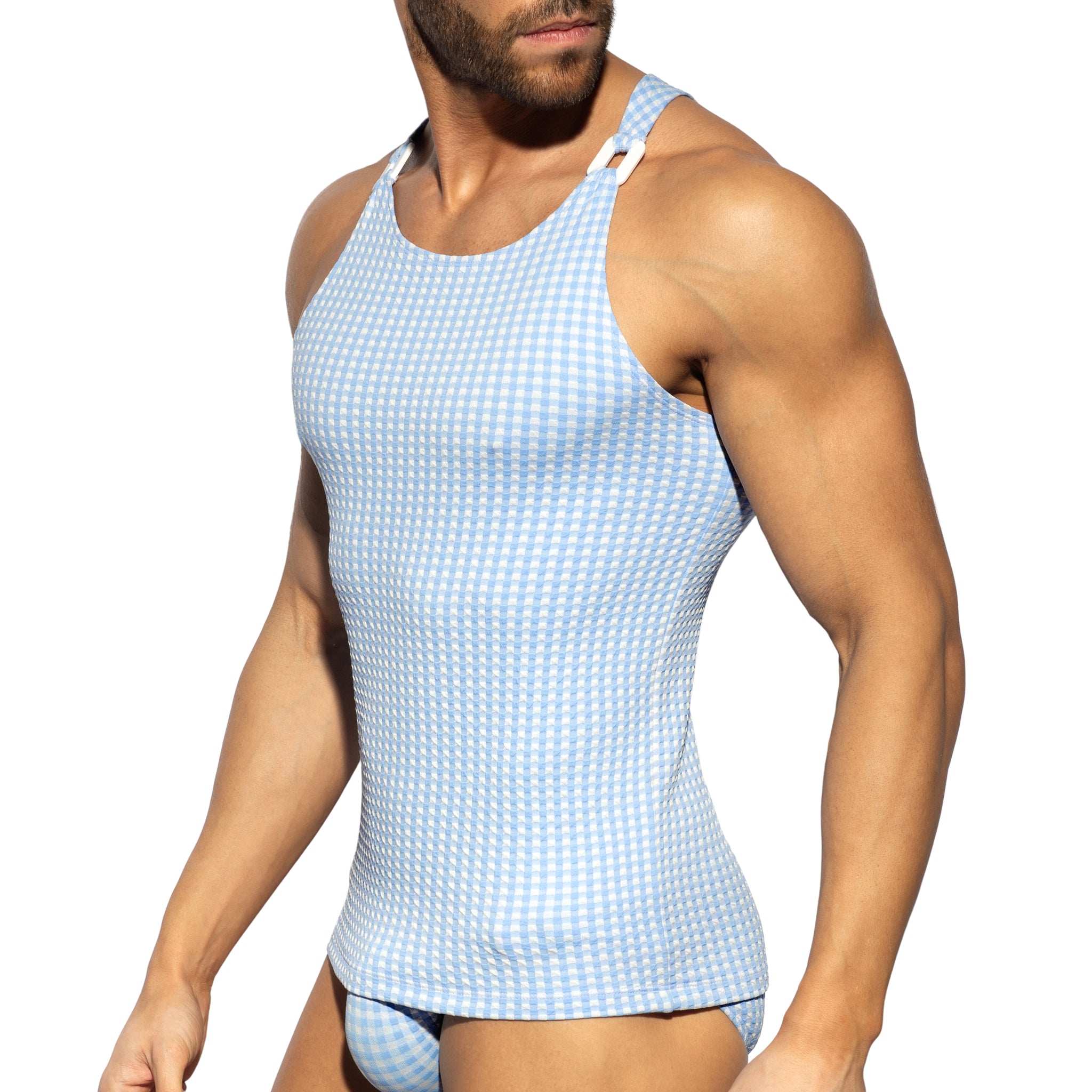 ES Collection Vichy Tank Top Sky Blue TS346