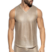 ES Collection Wysiwyg V-Neck Tanktop Beige TS348
