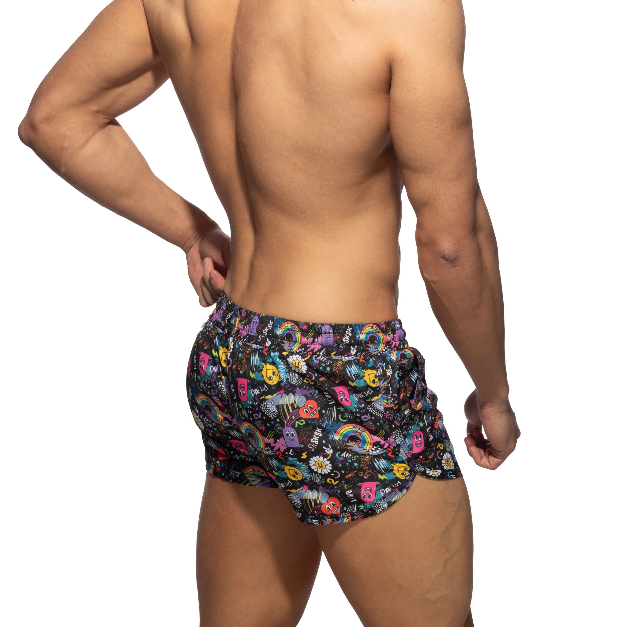 Addicted Play Rainbow Swim Shorts Black ADS347