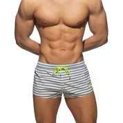 Addicted Navy Stripes Recycled Swim Shorts Navy ADS353