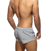 Addicted Navy Stripes Recycled Swim Shorts Navy ADS353