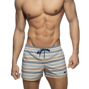 Addicted Retro Stripes Swim Shorts Sky Blue ADS351