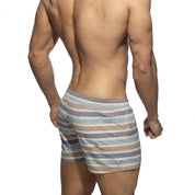 Addicted Retro Stripes Swim Shorts Sky Blue ADS351