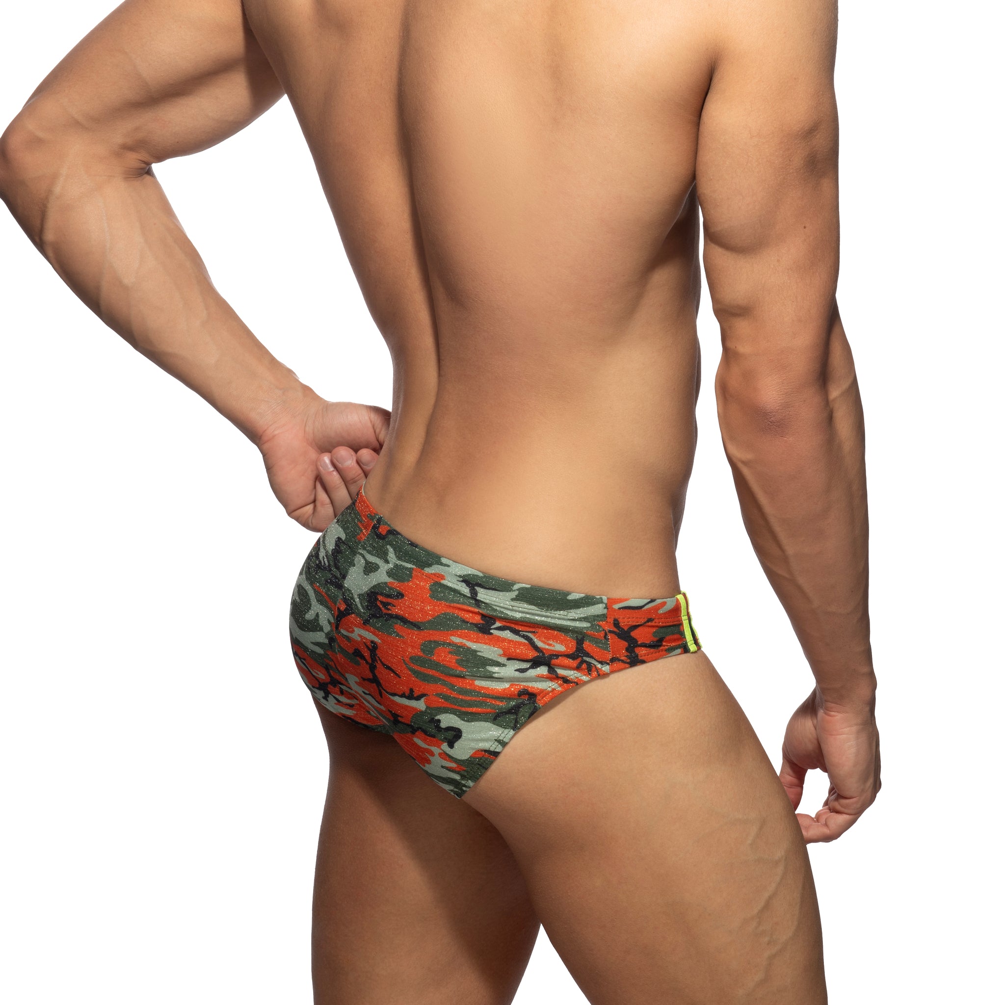 Addicted Bright Camo Swim Brief Orange ADS371