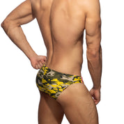 Addicted Bright Camo Swim Brief Yellow ADS371