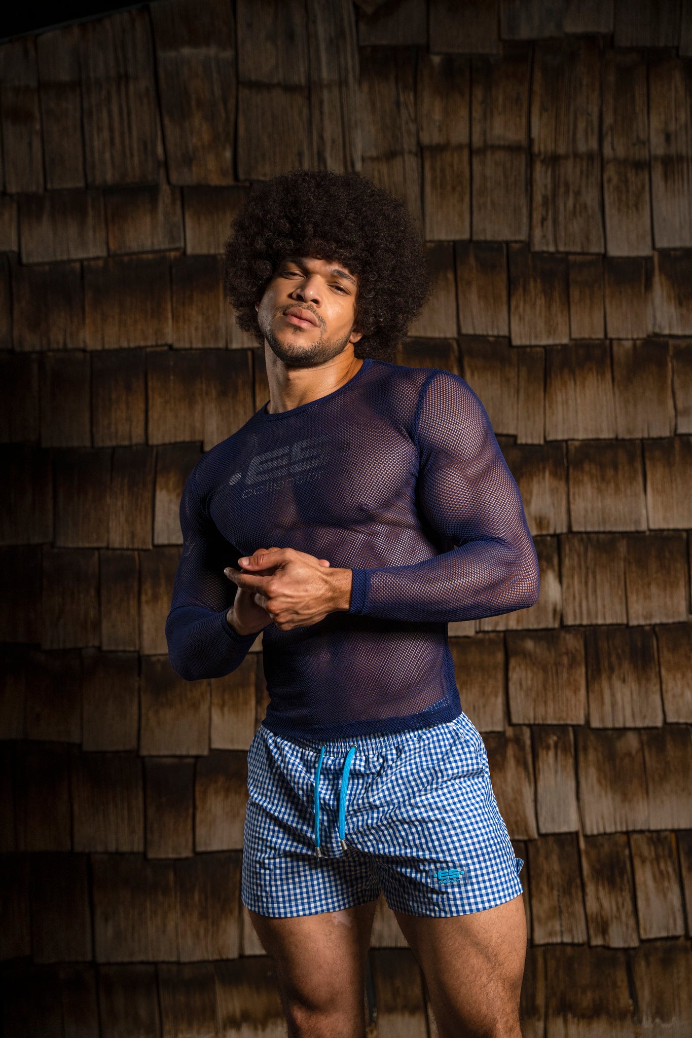 ES Collection Mesh-Long Sleeves T-Shirt Navy TS304