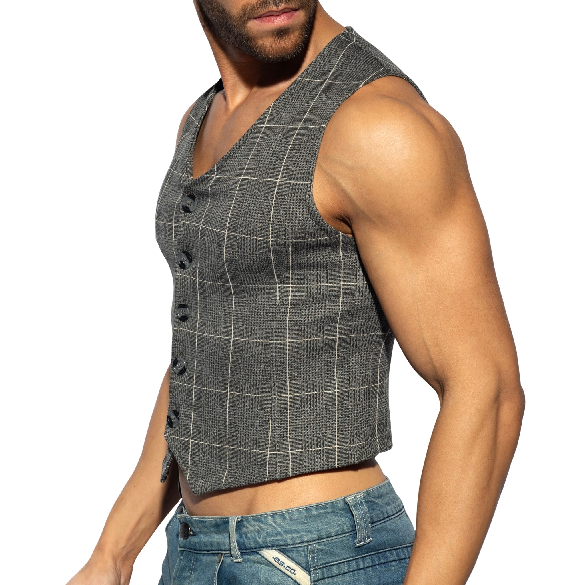ES Collection Tweed Vest Charcoal SP340