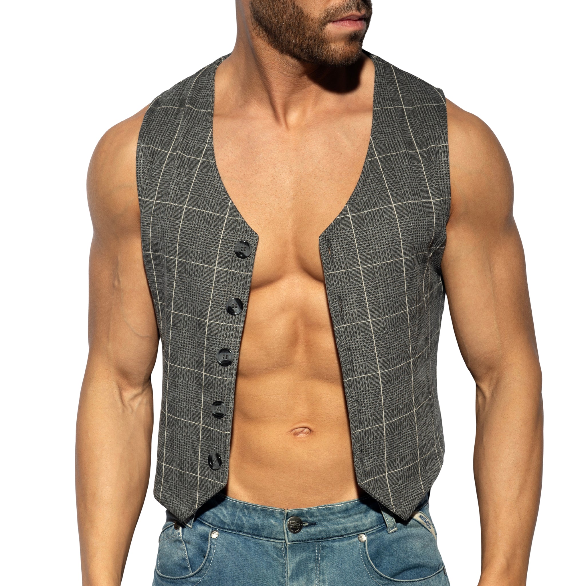 ES Collection Tweed Vest Charcoal SP340