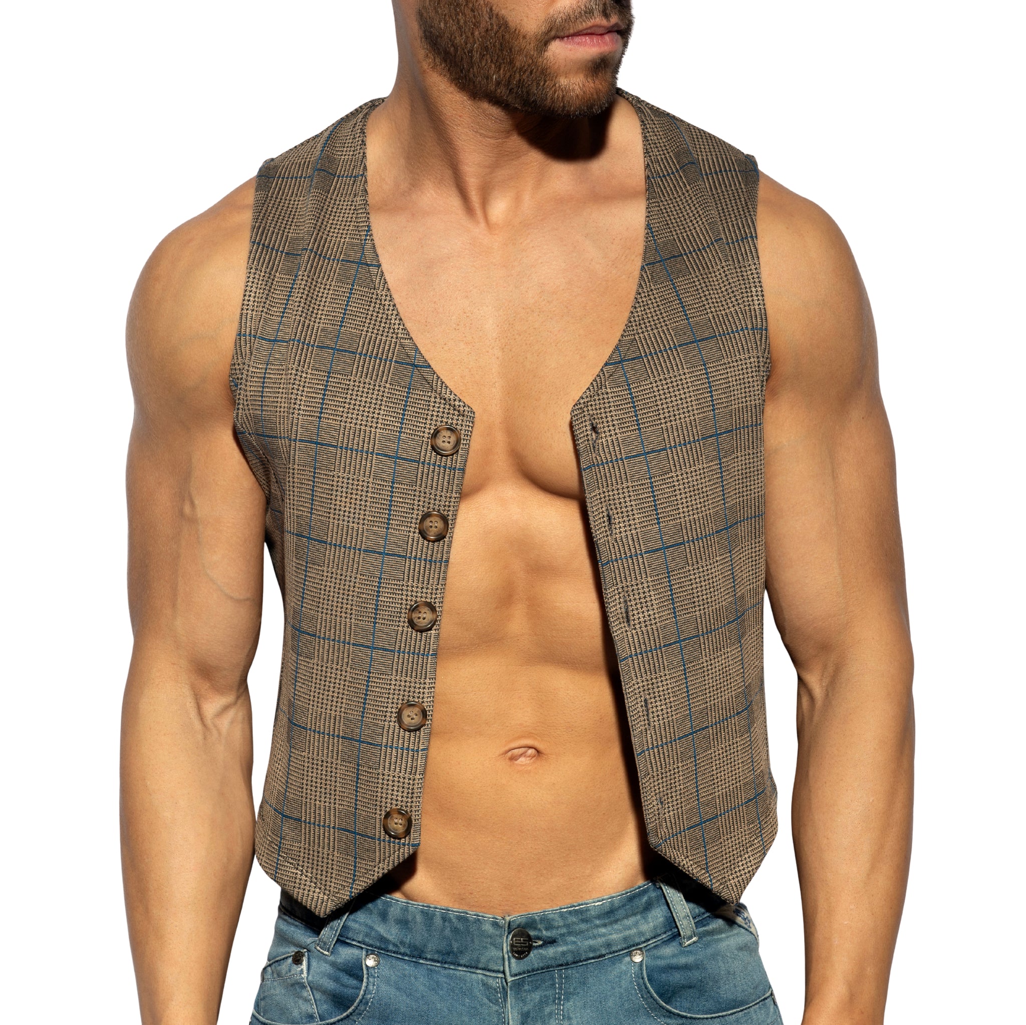 ES Collection Tweed Vest Brown SP340
