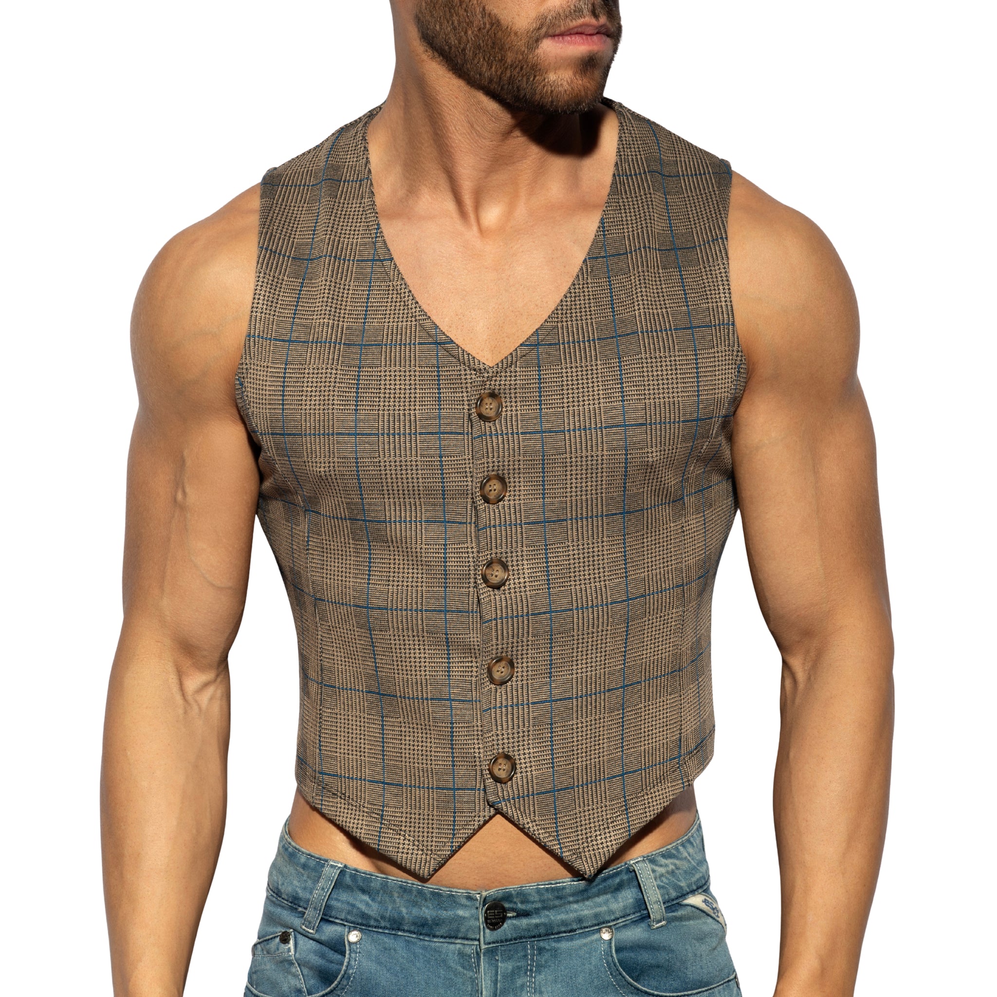 ES Collection Tweed Vest Brown SP340